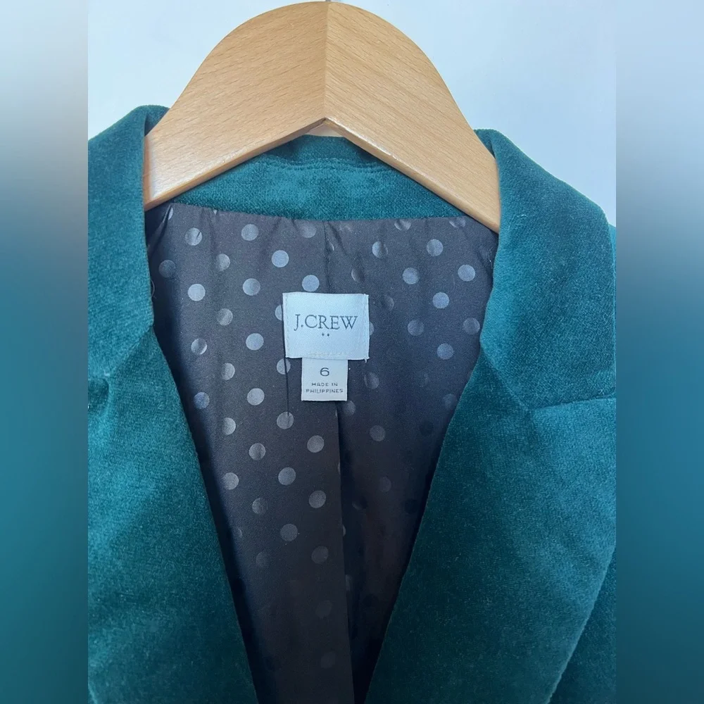 NWOT‎ J. Crew Velveteen one-button blazer Size 6 Old Forest - Picture 5 of 16